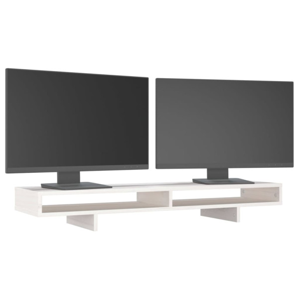 Soporte para monitor madera maciza de pino blanco 100x27x14 cm M 4