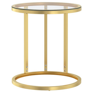 Mesa auxiliar vidrio templado transparente y dorado 45 cm H