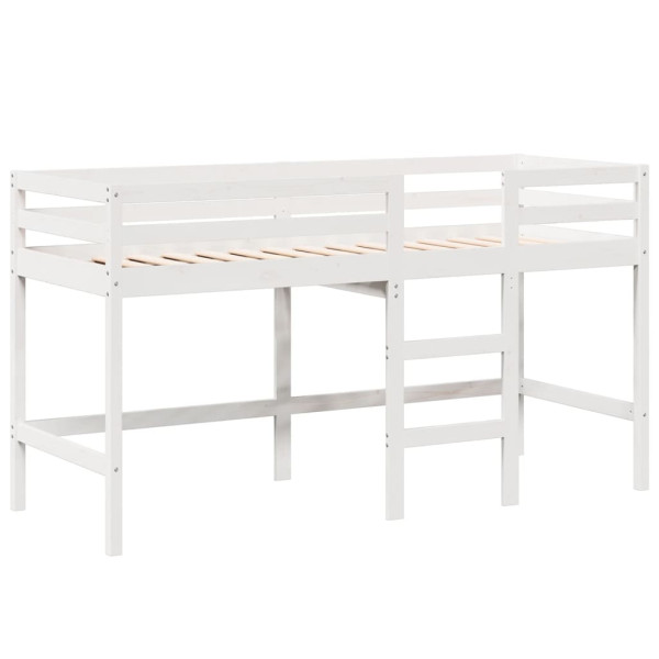 Cama alta escalera y techo madera maciza pino blanca 90x190 cm M 5