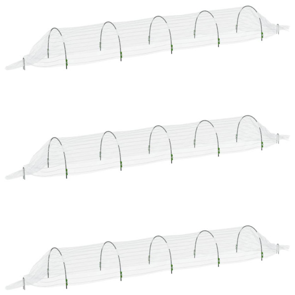 Túneles de malla 3 uds fibra de vidrio y PP 1.5x5 m M 2