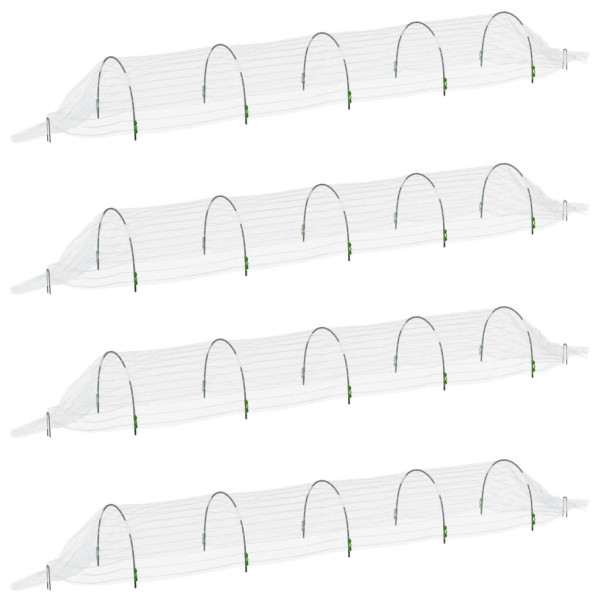 Túneles de malla 4 uds fibra de vidrio y PP 1.5x5 m M 2