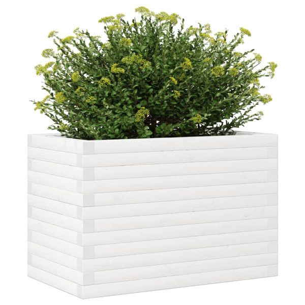 Vaso/floreira de jardim 70x40x46 cm madeira pinho maciça branco M 4