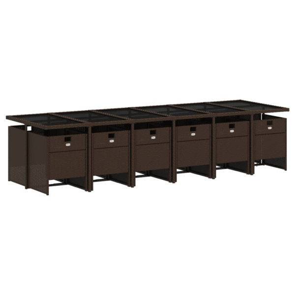 Set muebles de jardín 13 pzas y cojines ratán sintético marrón M 3