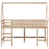 Cama alta con escalera y techo madera maciza de pino 90x200 cm 4
