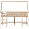 Cama alta con escalera y techo madera maciza de pino 80x200 cm 4