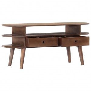 Mueble para TV de madera maciza de acacia 110x35x50 cm H