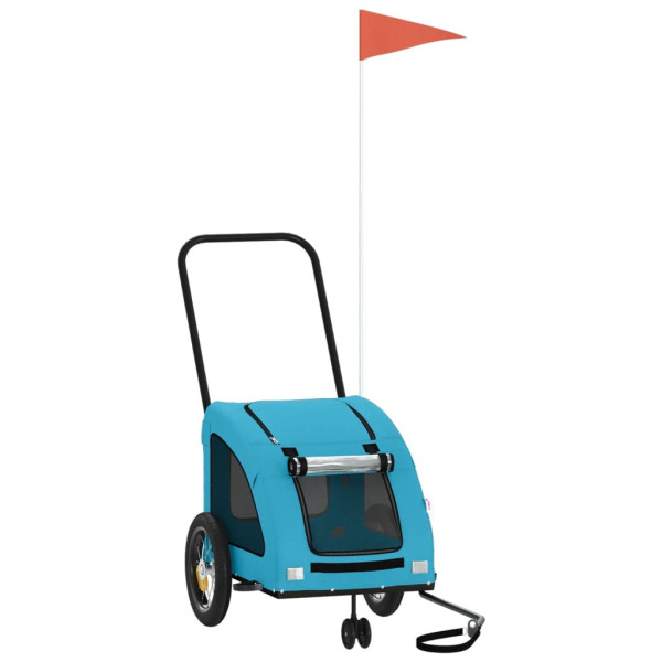 Reboque bicicleta p/ animais tecido oxford/ferro azul M 2