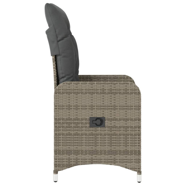 Sillones reclinable jardín y cojines 2 uds ratán sintético gris M 5
