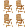 Cadeiras de jardim reclináveis c/ almofadões 4 pcs teca maciça 3