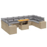 Set de sofás de jardín 11pzas con cojines ratán sintético beige 2