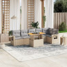 Set sofás de jardín 7 piezas y cojines ratán sintético beige 1