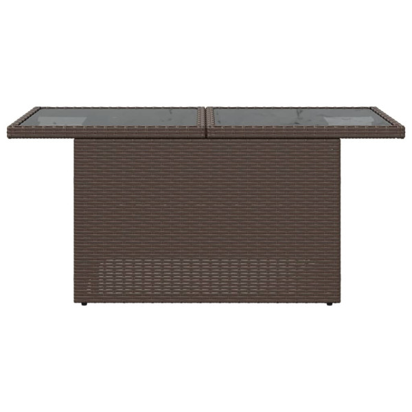 Mesa de jardín superficie vidrio ratán PE marrón 100x55x73 cm M 5
