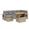 Set sofás de jardín 7 piezas y cojines ratán sintético beige 2