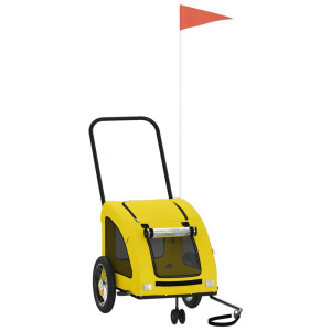 Reboque bicicleta p/ animais tecido oxford/ferro amarelo H