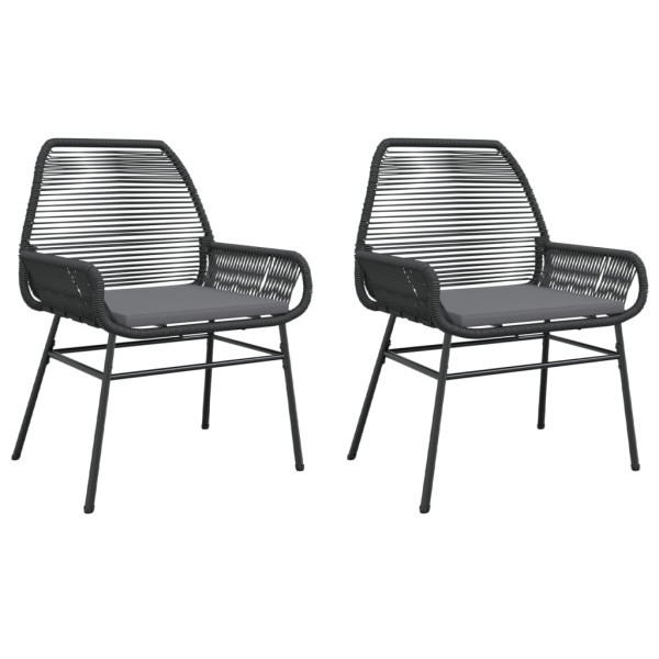 Sillones de jardín con cojines 2 uds ratán sintético negro M 2