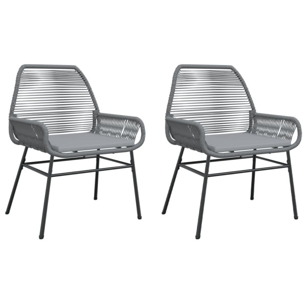 Sillones de jardín con cojines 2 uds ratán sintético gris M 2