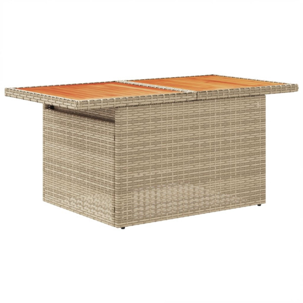 Mesa de jardín ratán PE y madera de acacia beige 100x55x73 cm M 4