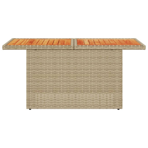Mesa de jardín ratán PE y madera de acacia beige 100x55x73 cm M 5