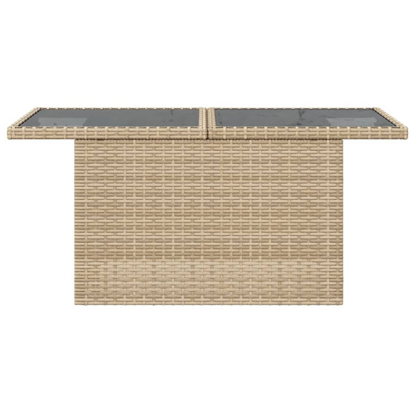 Mesa de jardín superficie de vidrio ratán PE beige 100x55x73 cm M 5