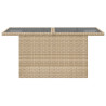 Mesa de jardín superficie de vidrio ratán PE beige 100x55x73 cm 5