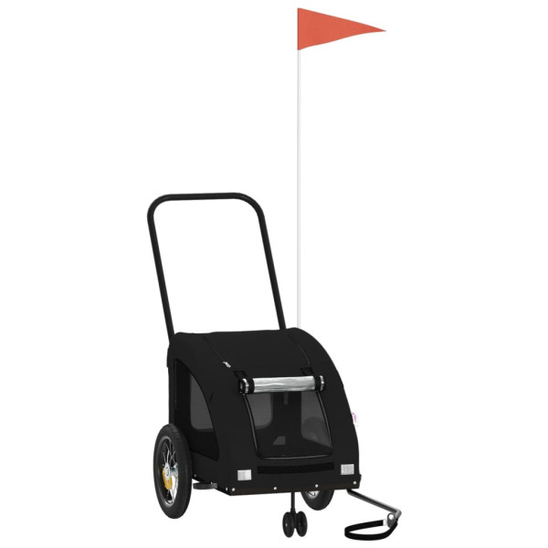Remolque de bicicleta mascotas hierro tela Oxford negro M 2