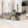 Set de sofás de jardín 11pzas con cojines ratán sintético beige 1