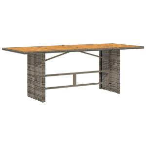 Mesa de jardín superficie madera acacia ratán gris 190x80x75cm H