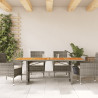 Mesa de jardín superficie madera acacia ratán gris 190x80x75cm 3