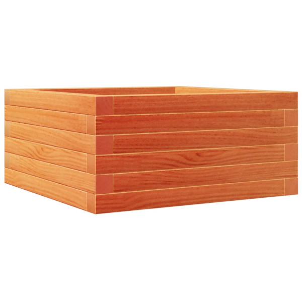 Jardinera de madera maciza de pino marrón cera 50x50x23 cm M 2