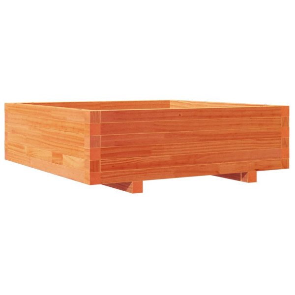 Jardinera de madera maciza de pino marrón cera 80x80x26.5 cm M 2