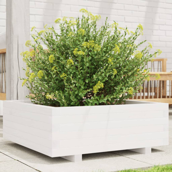 Jardinera de madera maciza de pino blanco 70x70x26.5 cm D