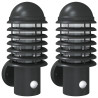 Candeeiros parede p/ exterior c/ sensor 2 pcs aço inox. preto 2