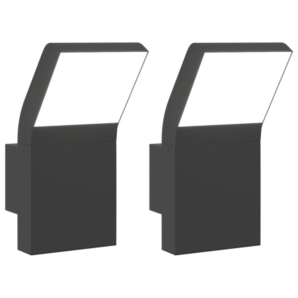 Candeeiros parede LED p/ exterior 2 pcs alumínio fundido preto M 2