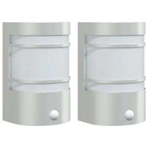 Candeeiros parede p/ exterior c/ sensor 2pcs aço inox. prateado H