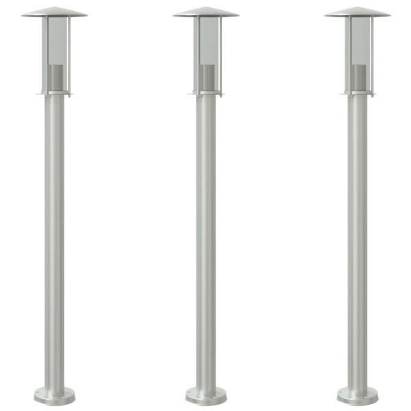 Lámparas de suelo de exterior 3 uds acero inoxidable 100 cm M 2
