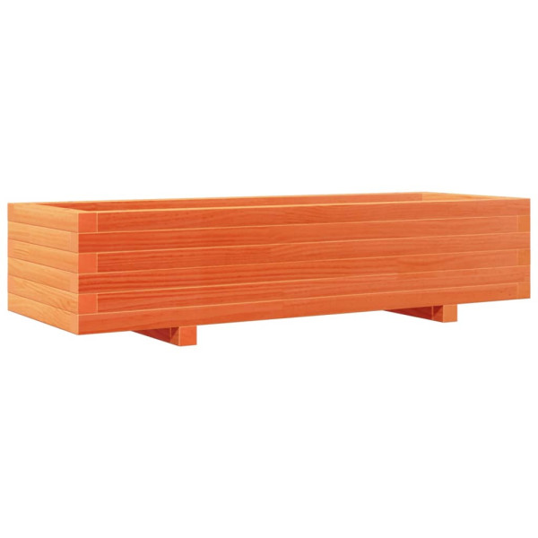 Jardinera de madera maciza de pino marrón cera 110x40x26.5 cm M 2