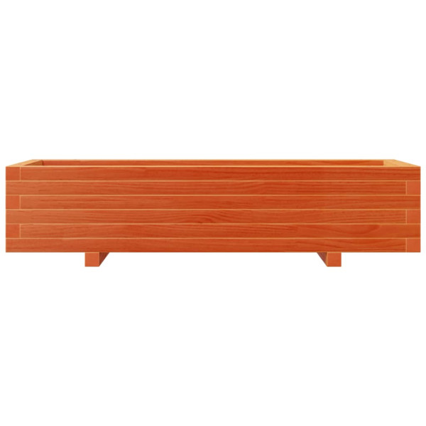 Jardinera de madera maciza de pino marrón cera 110x40x26.5 cm M 5
