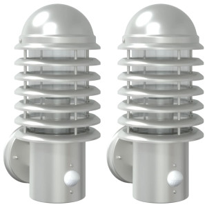 Apliques de exterior con sensor 2 unidades acero inoxidable H