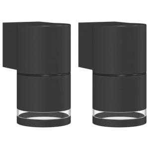 Candeeiros de parede para exterior 2 pcs alumínio fundido preto H