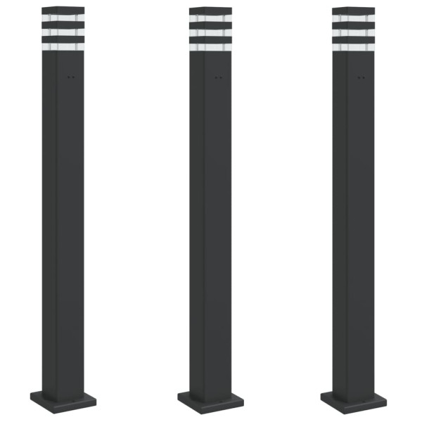 Candeeiro chão p/ exterior c/ tomada 3 pcs 110cm alumínio preto M 2