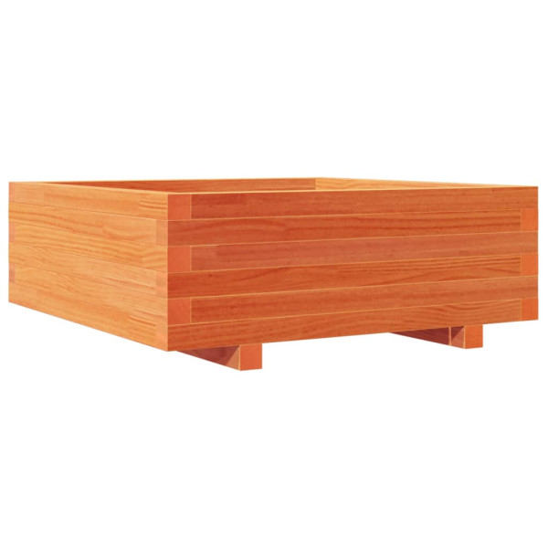 Jardinera de madera maciza de pino marrón cera 70x70x26.5 cm M 2