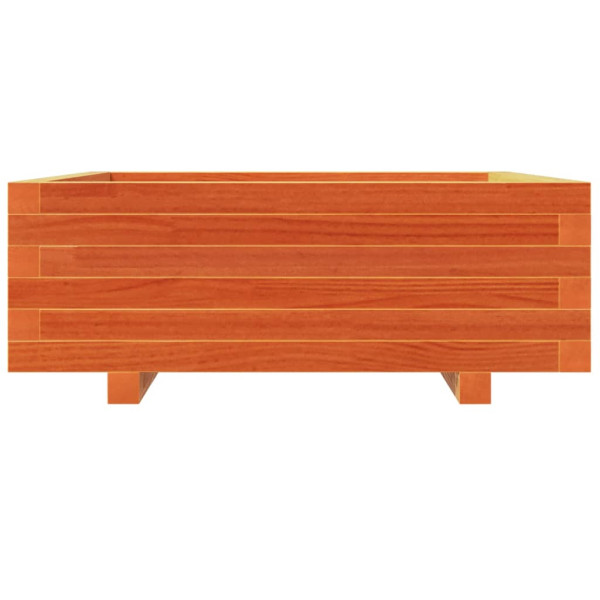 Jardinera de madera maciza de pino marrón cera 70x70x26.5 cm M 5