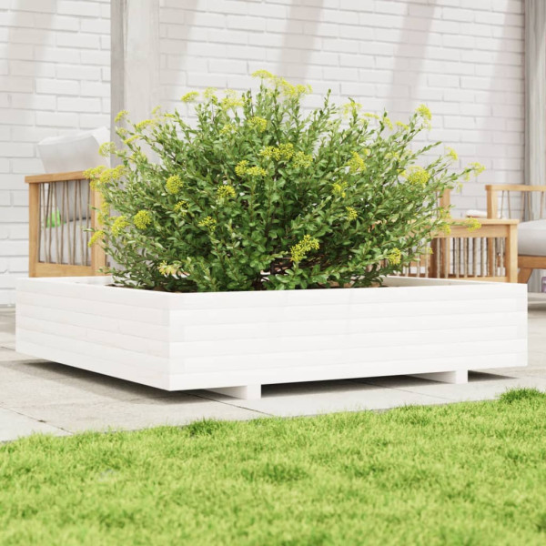 Jardinera de madera maciza de pino blanca 110x110x26.5 cm M 3
