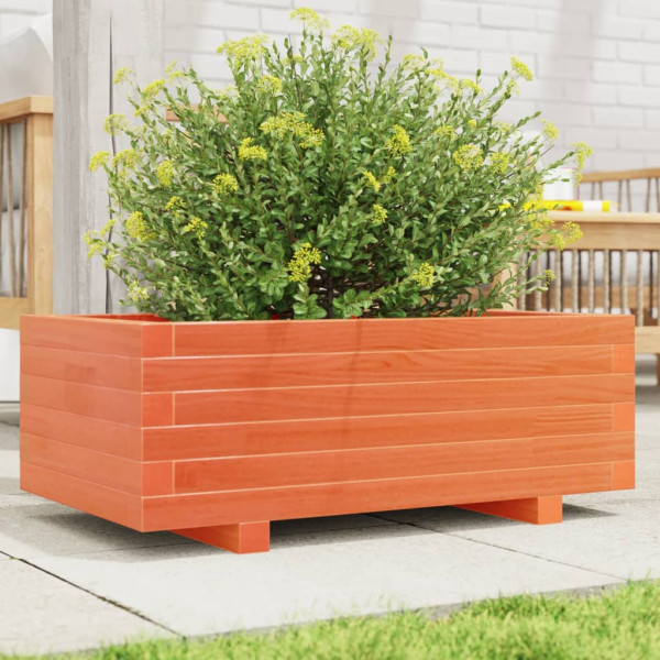 Jardinera de madera maciza de pino marrón cera 70x40x26.5 cm D