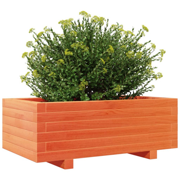 Jardinera de madera maciza de pino marrón cera 70x40x26.5 cm M 4