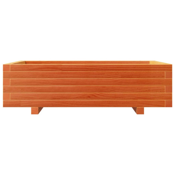 Jardinera de madera maciza de pino marrón cera 90x60x26.5 cm M 5