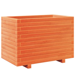 Jardinera madera maciza de pino marrón cera 70x40x49.5 cm H