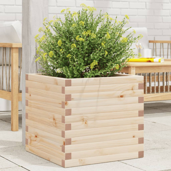 Jardinera de madera maciza de pino 50x50x46 cm D