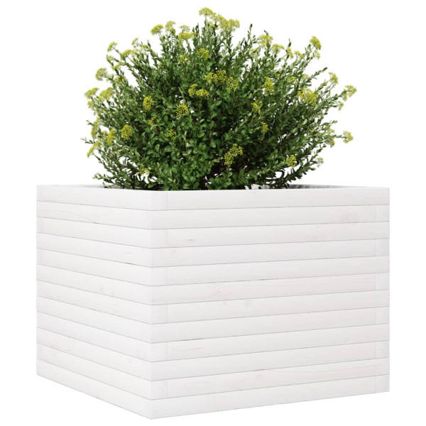Vaso/floreira de jardim 60x60x46 cm pinho maciço branco M 4