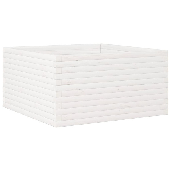 Jardinera de madera maciza de pino blanca 90x90x46 cm M 2